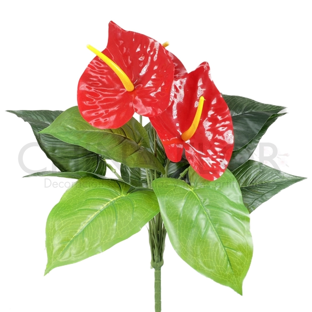 RAMAS DE HOJAS Y VERDES ANTHURIUM 38CM